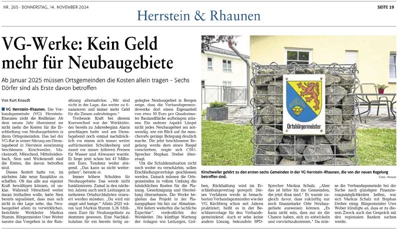 Artikel der Nahe-Zeitung vom 14.11.2024
